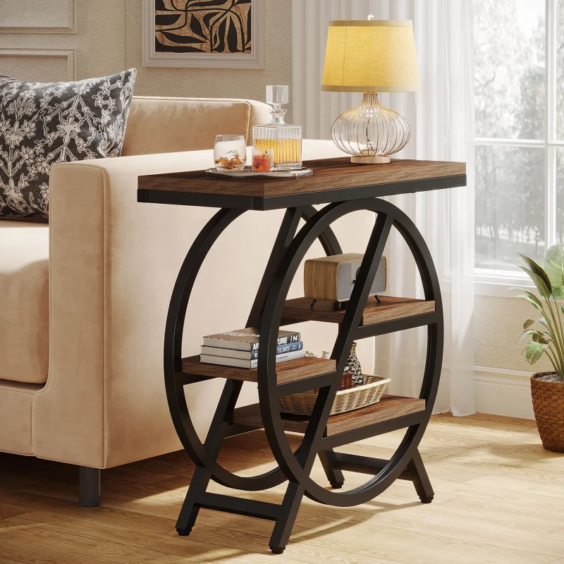 4-Tier End Table, Small Side Table Snack Table with Storage Shelves - Image 7