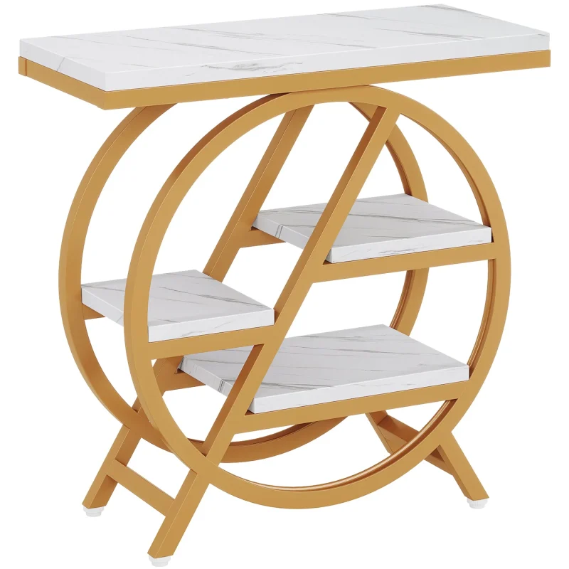 4-Tier End Table, Small Side Table Snack Table with Storage Shelves - Image 8