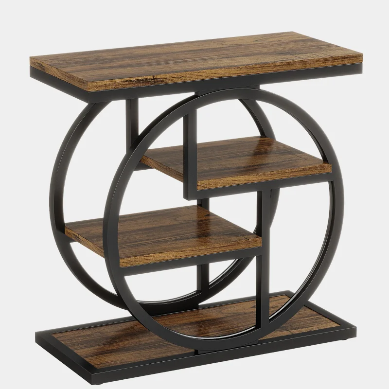 Wood End Table, 4-Tier Side Table with Storage Shelves - Image 7