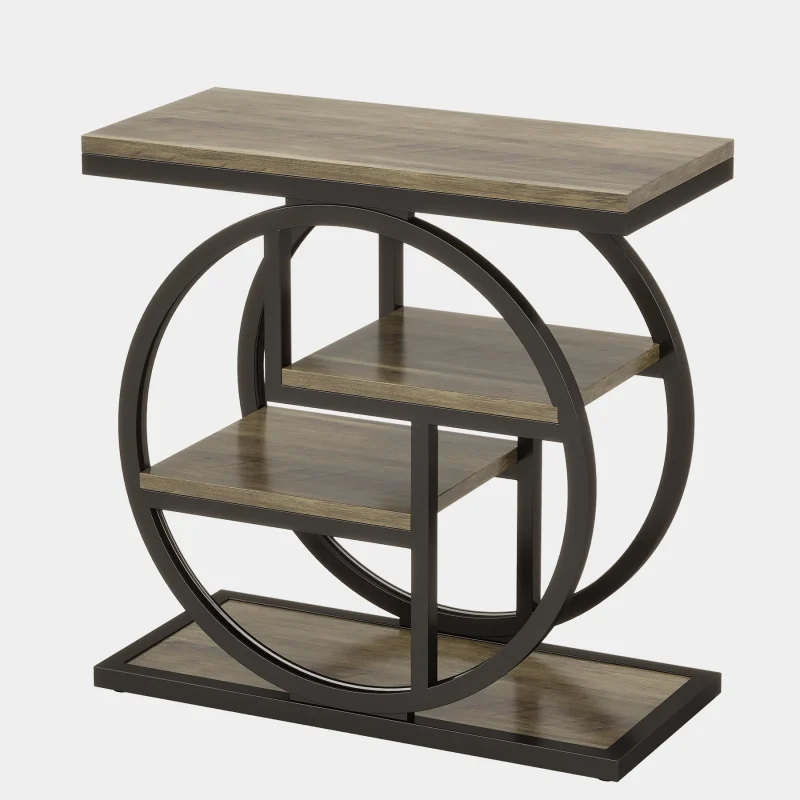 Wood End Table, 4-Tier Side Table with Storage Shelves - Image 12