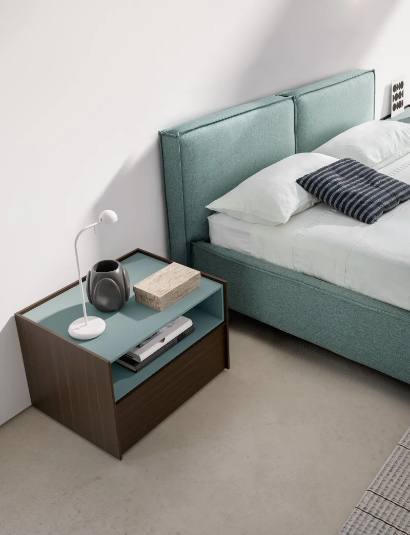 Modern Bedside Table with Glass Top, Wooden , Storage Shelf, Dark Brown - Image 3