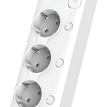 Power Strip with 4 EU Ports + 2 USB Ports, 220V, 60Hz,  Overload Protection - White