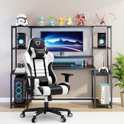 Computer Desk with Hutch + Gaming Chair
