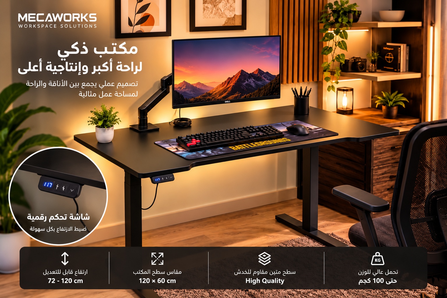 Electric Height Adjustable Standing Desk Motorized Stand Desk 120CM for Home Office - Image 9
